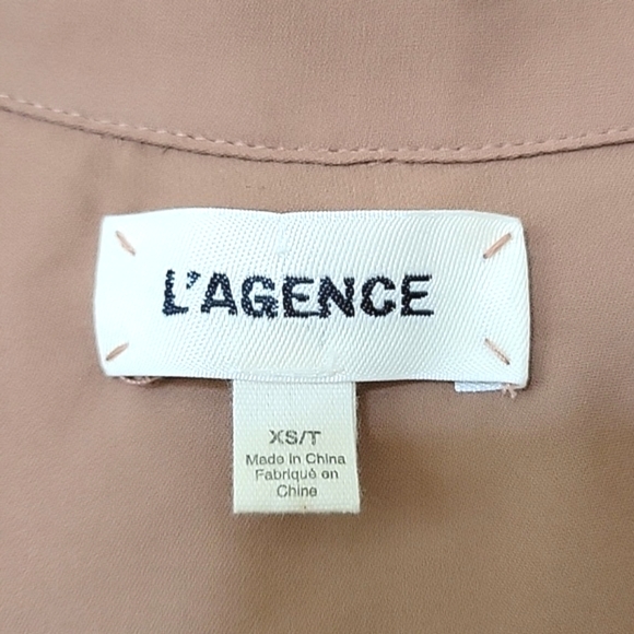 L'AGENCE Freja Mocha 100% Silk Draped Blouse - Size XS - Picture 8 of 9